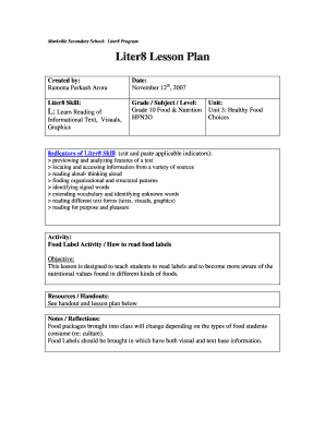 Markville Secondary School Liter8 Program Liter8 Lesson Plan