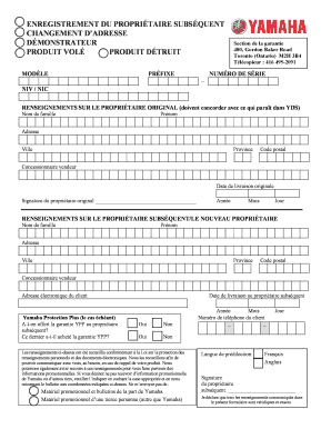 ENREGISTREMENT DU PROPRIÉTAIRE SUBSÉQUENT