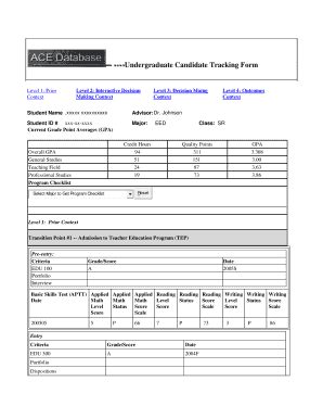 Undergraduate Candidate Tracking Form