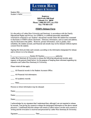 FERPA Release Form