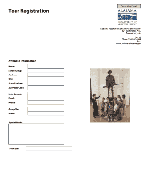Alabama Tour Registration Form