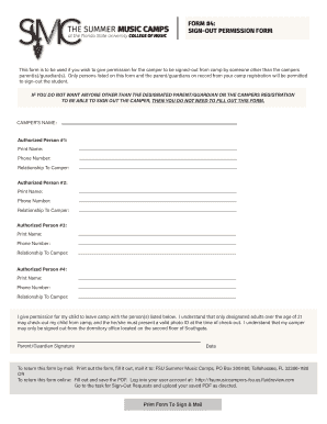 Camper Sign-Out Permission Form