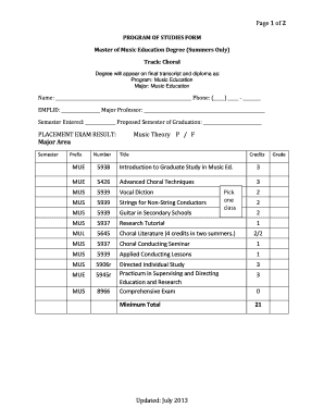 Fillable Online Program Of Studies Form Master Of Music Education Degree Fax Email Print Pdffiller Fillable Online Program Of Studies Form Master Of Music Education Degree Fax Email Print Pdffiller