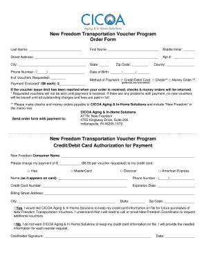 New Freedom Transportation Voucher Order Form