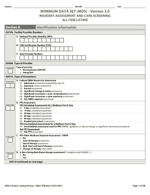 MDS 3.0 Resident Assessment Form