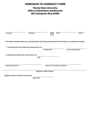 Admission to Candidacy Form