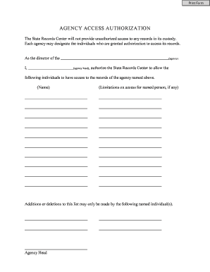 Agency Access Authorization Form