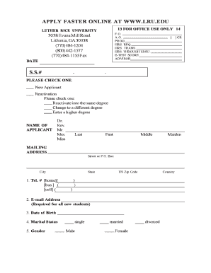 Luther Rice University Application Form