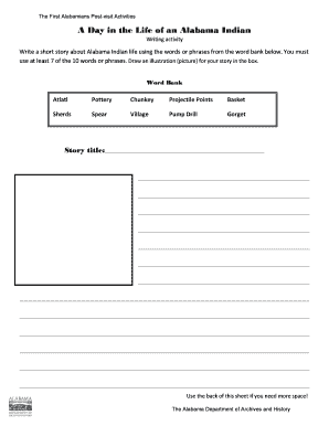 Alabama Indian Life Writing Activity
