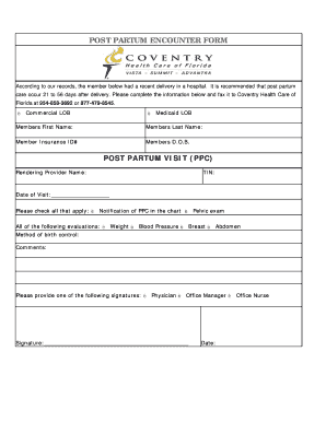 Postpartum Encounter Form