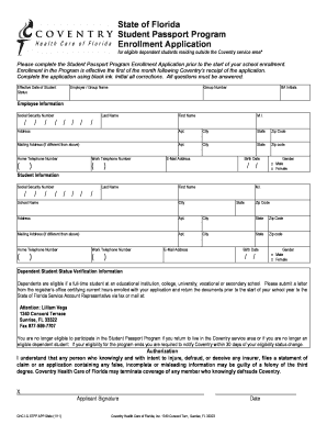Florida Student Passport Program Enrollment Application