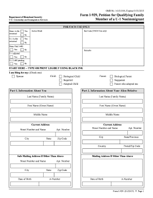 Form I-929 Petition for Qualifying Family