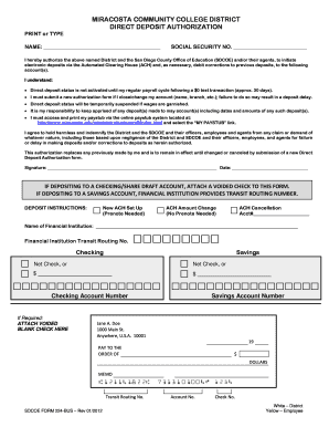 Direct Deposit Authorization Form