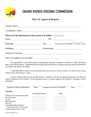 Move In Approval Request
