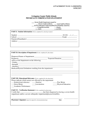 Physician's Verification Statement