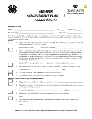 4-H Leadership Pin Application Form