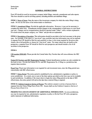 Form NF - Uniform Investment Company Notice Filing