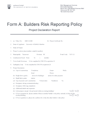 Builders Risk Reporting Policy Form A