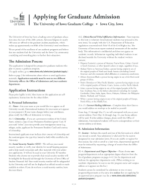 University of Iowa Graduate Admission Application