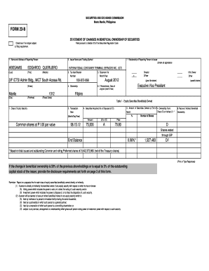 SEC Form 23-B Statement of Changes in Beneficial Ownership