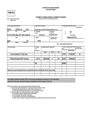 SEC Form 23-B Statement of Changes in Beneficial Ownership