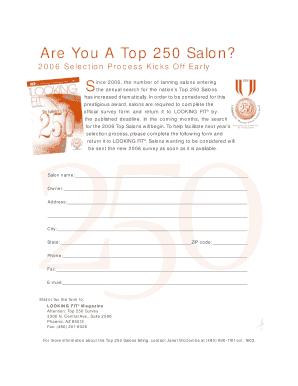 Top 250 Salon Survey Form