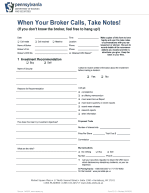 Investment Recommendation Form