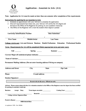 Associate in Arts Application Form