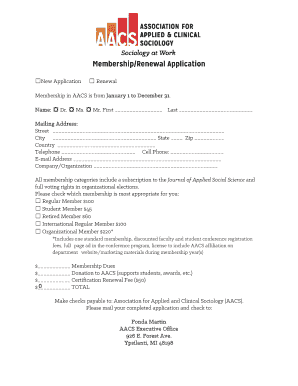 AACS Membership Renewal Application