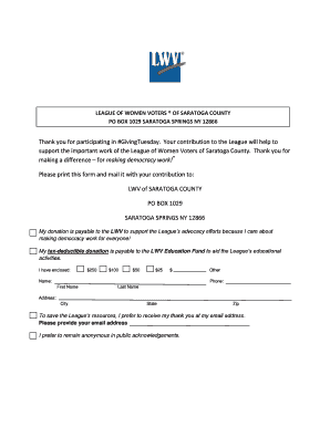 League of Women Voters Donation Form