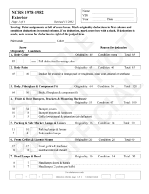 NCRS 1978-1982 Exterior Scoring Form