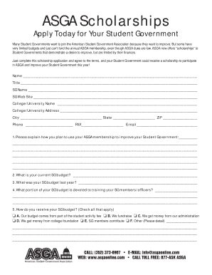 ASGA Scholarship Application Form
