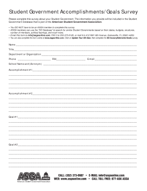 Student Government Accomplishments/Goals Survey