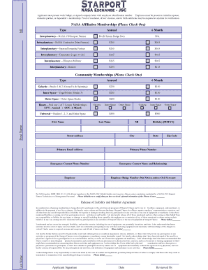 NASA-JSC Gilruth Fitness Center Membership Application