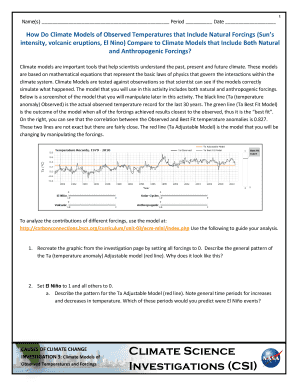 Climate Models Investigation Worksheet