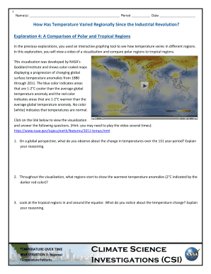 Temperature Variation Exploration Worksheet