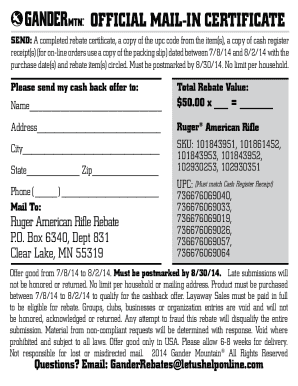 Ruger American Rifle Rebate Form