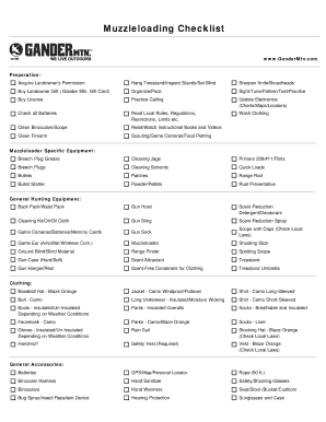 Muzzleloading Hunting Checklist