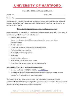 Request for Additional Funds 2015-2016