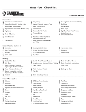 Waterfowl Hunting Checklist