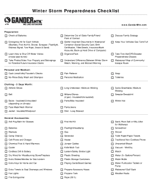 Winter Storm Preparedness Checklist