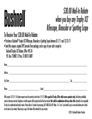 Bushnell Trophy XLT Rebate Form