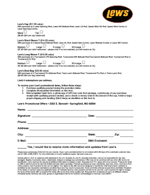 Lew's Promotional Item Redemption Form