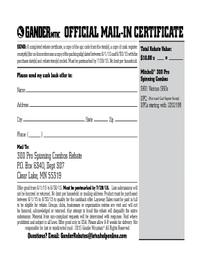Gander Mountain Rebate Form
