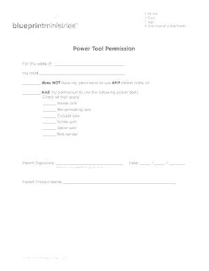 Power Tool Permission Form