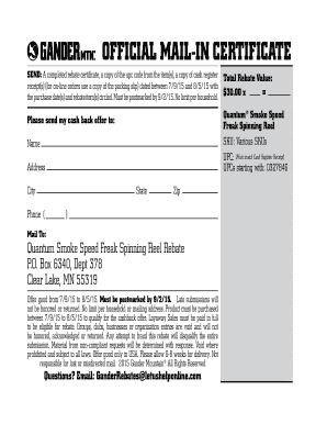 Quantum Smoke Speed Freak Spinning Reel Rebate Form