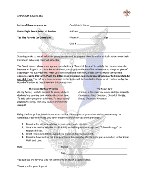 Eagle Scout Recommendation Letter