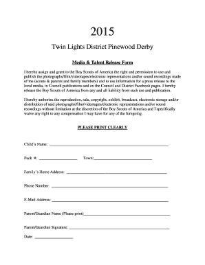 Boy Scouts Media and Talent Release Form