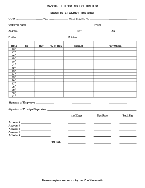 Subway paystub - Substitute Teacher Time Sheet 16th - 31st - mlsd