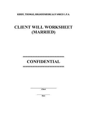 Client Will Worksheet for Married Individuals